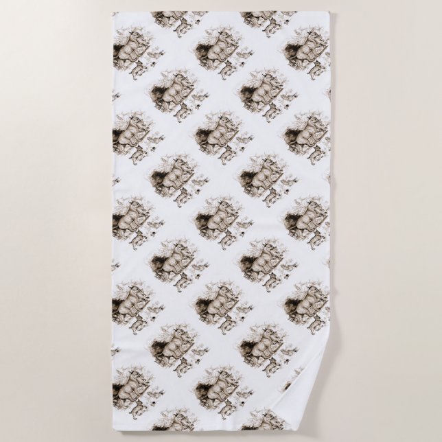 Serviette De Plage Famille de chat sauvage (Devant)