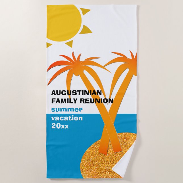 Serviette De Plage Famille Réunion vacances d'été (Devant)