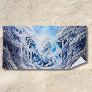 Serviette De Plage Fantaisie de dragon blanc magnifique