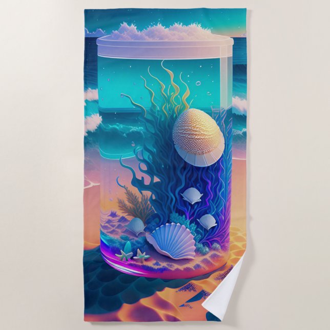 Serviette De Plage Fantaisie de verre de mer (Devant)