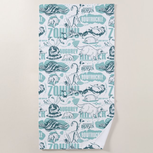 Serviette De Plage Fantastic Beasts Blue Pattern (Devant)