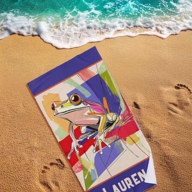 Serviette De Plage Fantastique grenouille violette Art (Créateur téléchargé)