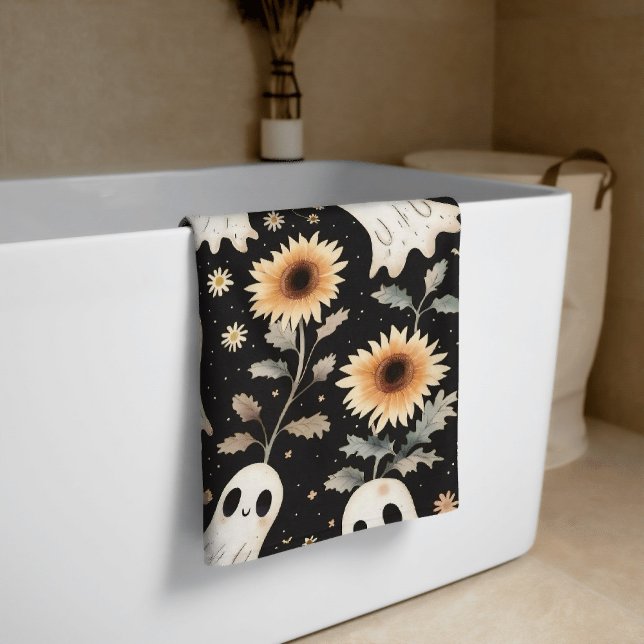 Serviette De Plage Fantômes de goth d'été et tournesols Éffrayants (Créateur téléchargé)
