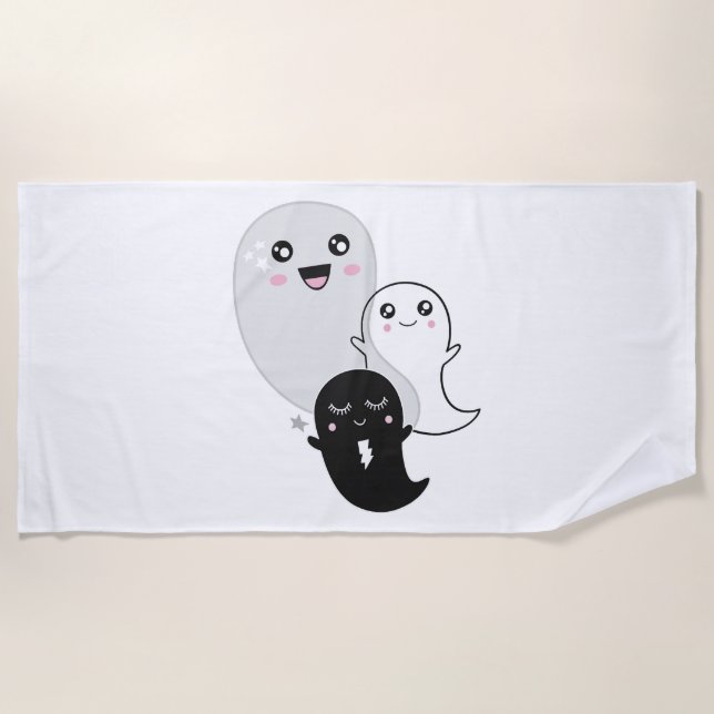 Serviette De Plage fantômes mignons halloween kawaii (Devant)