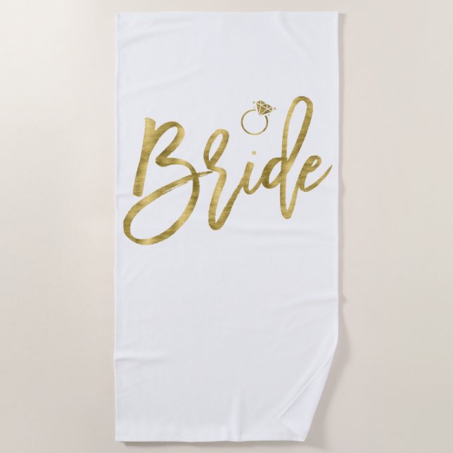 Serviette de plage Fausse Mariée en Or avec Allian (Devant)
