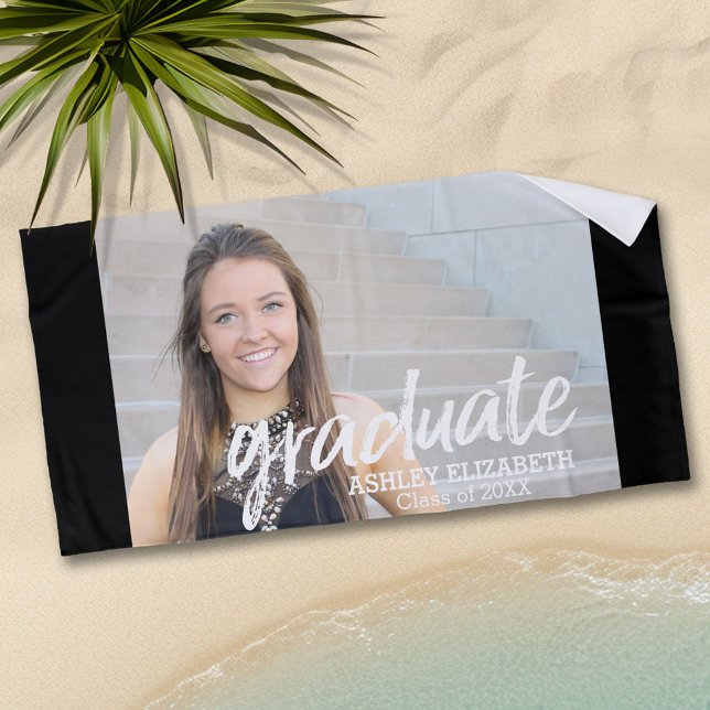 Serviette De Plage Félicitations Grad Photo pour Diplôme Virtuel (Personalized Beach Towel - Add Photos and Text)