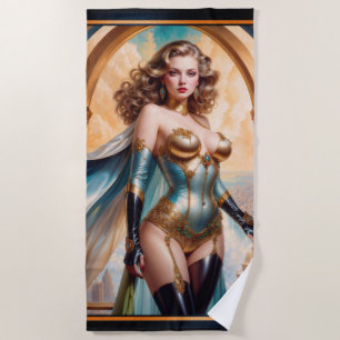 Serviette De Plage Femme dans l'opulent or turquoise Attrait par Xzen