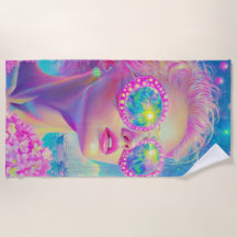 Femme de Néon glamour avec lunettes étincelantes