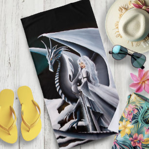 Serviette De Plage femme Dragon blanche Imaginaire Auroras