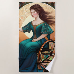 Serviette De Plage Femme en fauteuil roulant danse joyeusement
