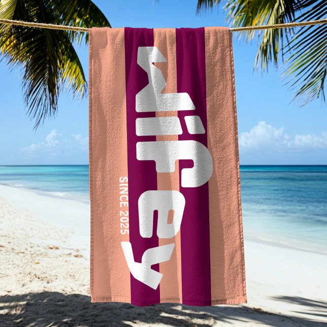 Serviette De Plage Femme mariée mariée récemment mariée Coral rose Br (Créateur téléchargé)