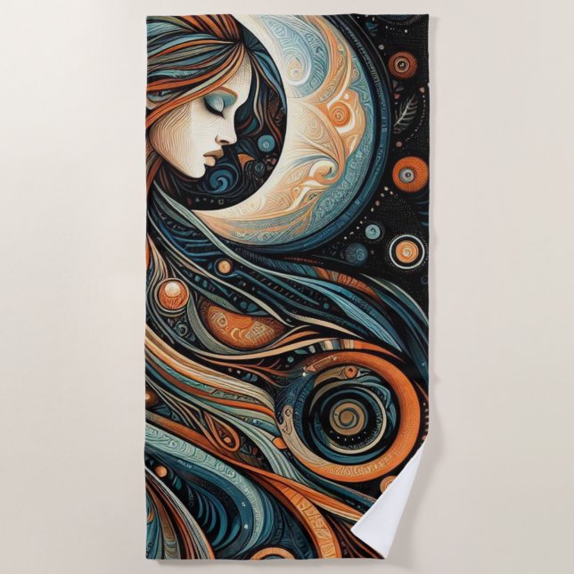 Serviette De Plage Femmes et lune (Devant)