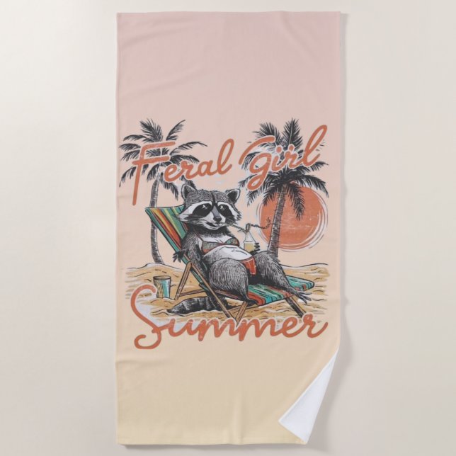 Serviette de plage Feral Girl Summer  (Devant)