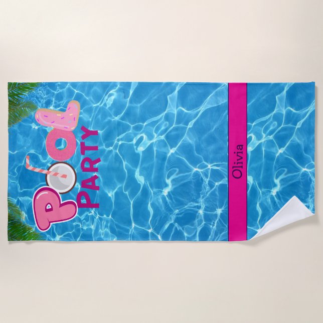 Serviette De Plage Fête au bord de la piscine  (Devant)