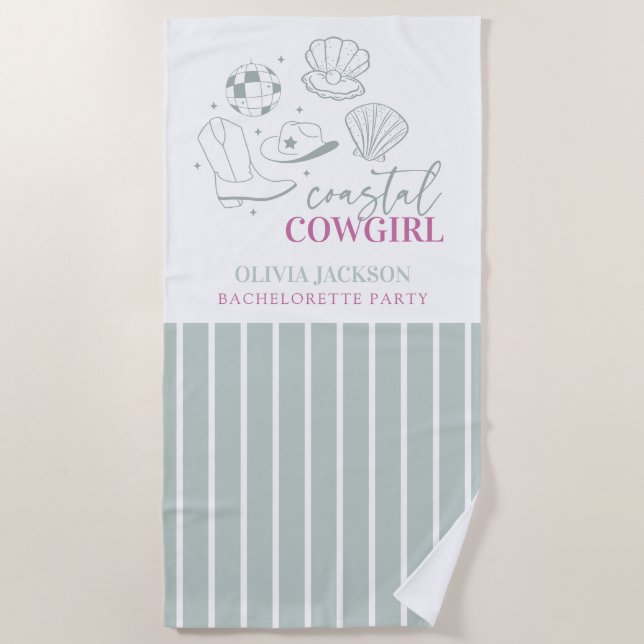 Serviette De Plage Fête de Bachelorette de Cowgirl Côtière Nautique M (Devant)