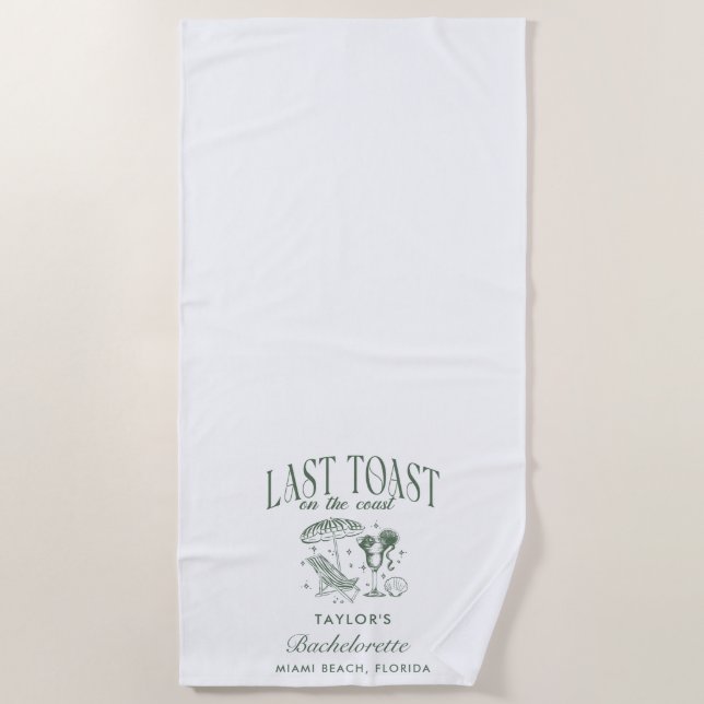 Serviette De Plage Fête de Fiançailles Côtière Cocktail Vert (Devant)