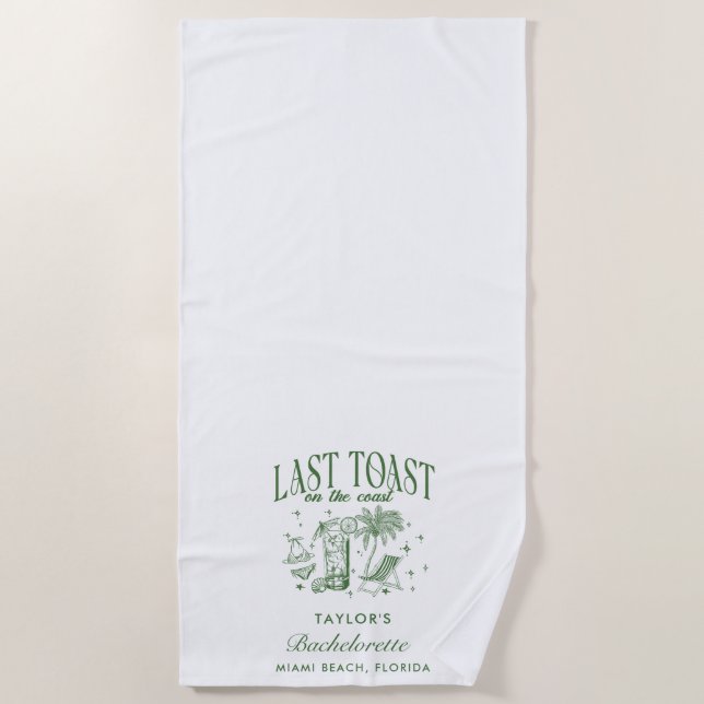 Serviette De Plage Fête de Fiançailles Côtière Moderne Cocktail Vert (Devant)