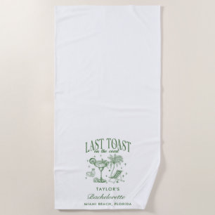 Serviette De Plage Fête de Fiançailles Côtière Moderne Cocktail Vert
