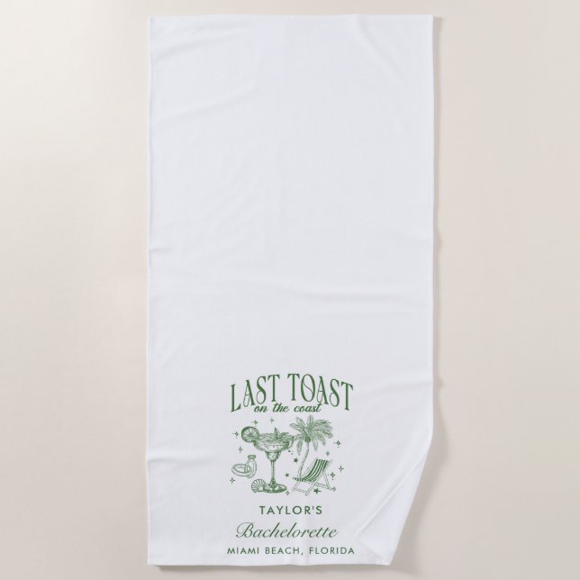 Serviette De Plage Fête de Fiançailles Côtière Moderne Cocktail Vert (Devant)