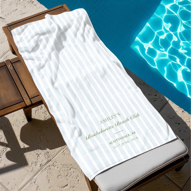 Serviette De Plage Fête de Fiançailles Rayures Bleues (Créateur téléchargé)