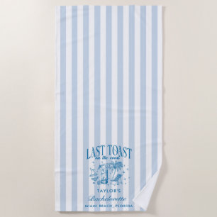 Serviette De Plage Fête de jeune fille côtière moderne cocktail bleu