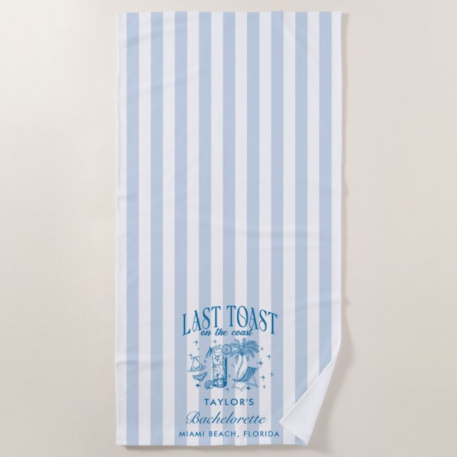 Serviette De Plage Fête de jeune fille côtière moderne cocktail bleu (Devant)