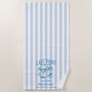 Serviette De Plage Fête de jeune fille côtière moderne cocktail bleu