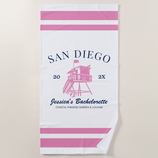 Serviette De Plage Fête de la plage Bachelorette personnalisée (Devant)