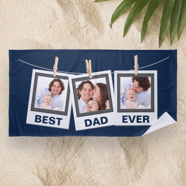 Serviette De Plage Fête des Pères | Meilleur Papa Ever 3 Collage de P (Créateur téléchargé)