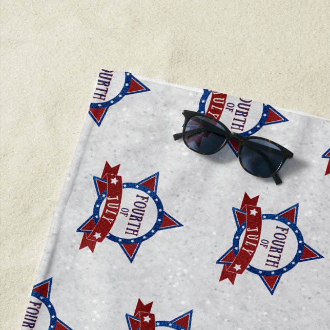 Serviette De Plage Fête du 4 juillet scintillante (En situation)
