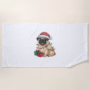 Serviette De Plage Feu de Noël Carlin de chapeau de Noël Chiens Noël