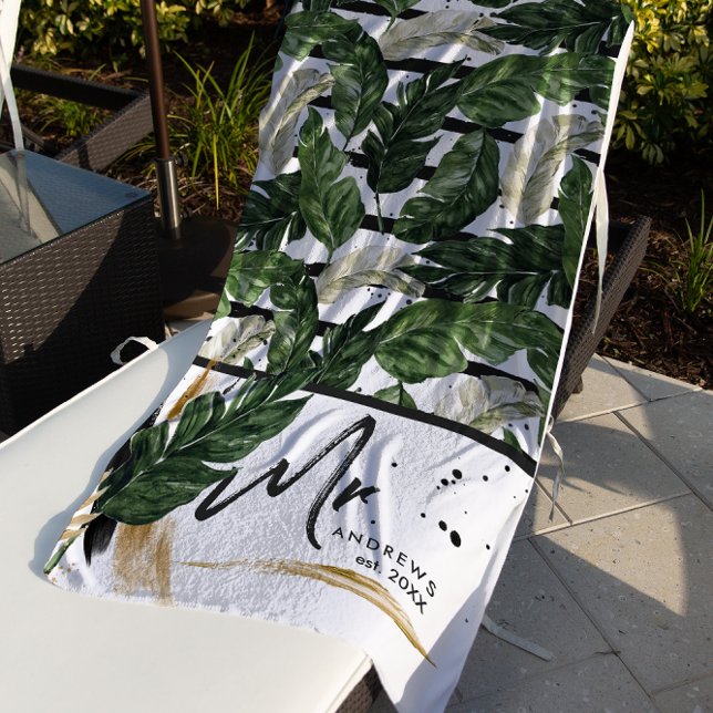 Serviette De Plage Feuillage tropical d'été | M. écriture brossée (Créateur téléchargé)