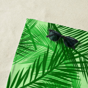 Serviette De Plage Feuille de palme Impression, émeraude et vert citr