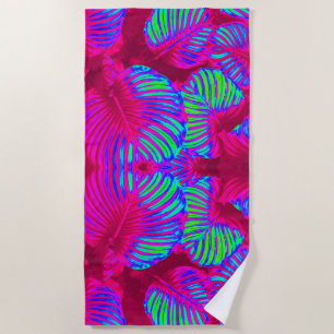 Serviette de plage Feuille Tropical Lush Magenta