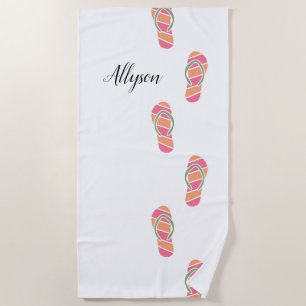 Serviette De Plage Feuilles à lèvres orange et rose, Nom de script no