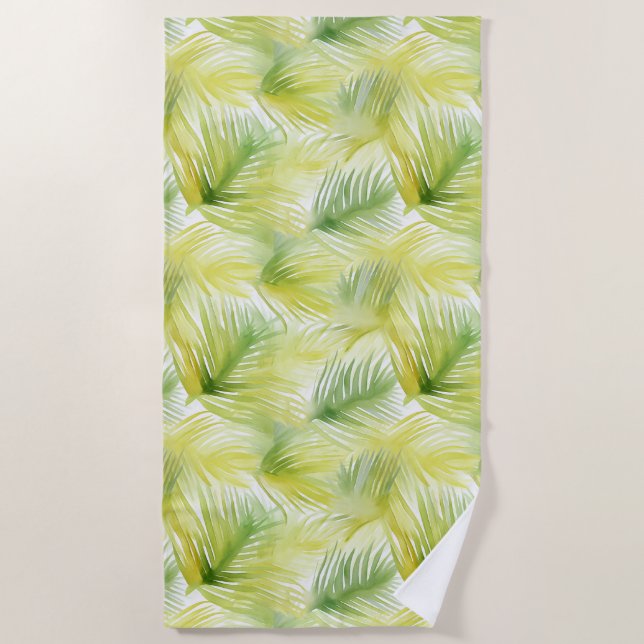 Serviette De Plage Feuilles d'aquarelle tropicale (Devant)