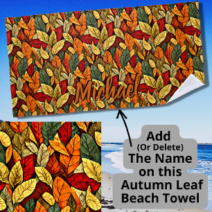 Serviette De Plage Feuilles d'automne Brown et jaunes