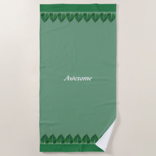 Serviette De Plage Feuilles de plante sur personnalisé vert