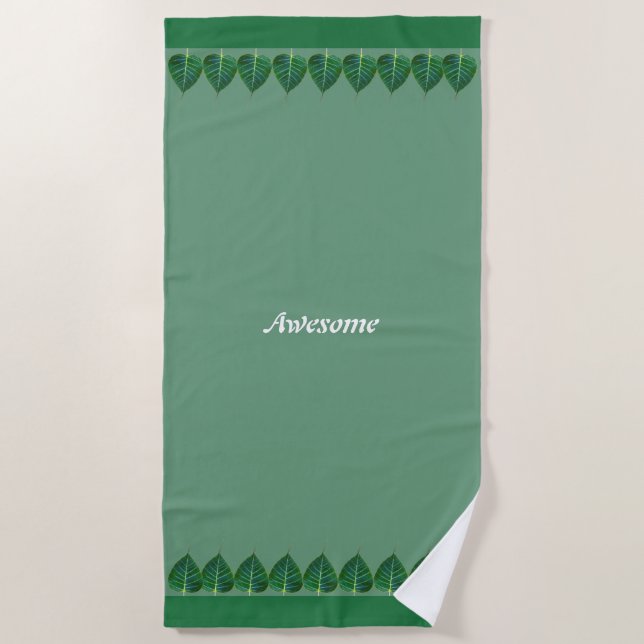 Serviette De Plage Feuilles de plante sur personnalisé vert (Devant)