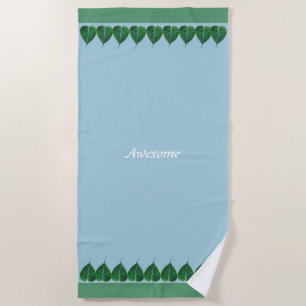 Serviette De Plage Feuilles plantes sur bleu clair Personnalisé