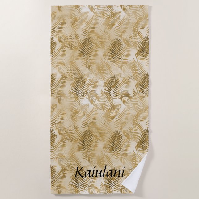 Serviette De Plage Feuilles Tropical Gold Sand (Devant)