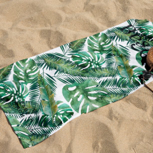 Serviette De Plage Feuilles tropicales de Monstera Palm Banana   Mono