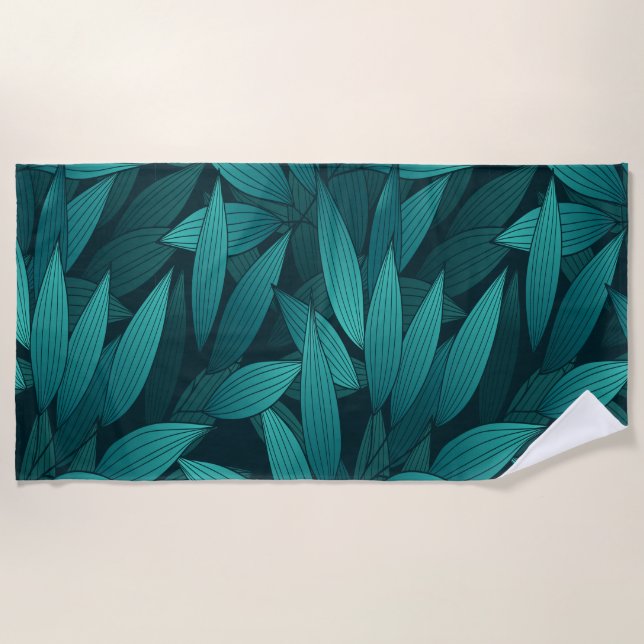 Serviette De Plage Feuilles tropicales dégradées (Devant)