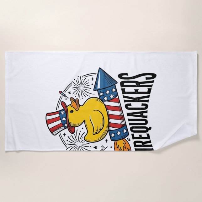 Serviette De Plage Feux d'artifice Canard Patriotique Conception de C (Devant)