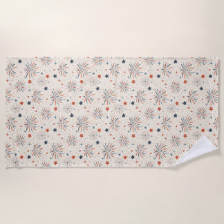 Serviette De Plage Feux d'artifice et étoiles