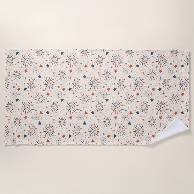 Serviette De Plage Feux d'artifice et étoiles (Devant)