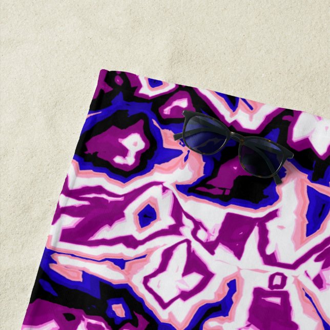 Serviette De Plage Fidèle à la mode Boho Rétro Marbré Rayures Fierté  (En situation)
