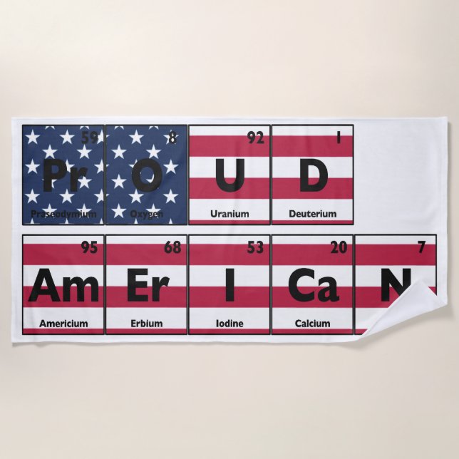 Serviette De Plage Fier drapeau américain USA 4 juillet (Devant)