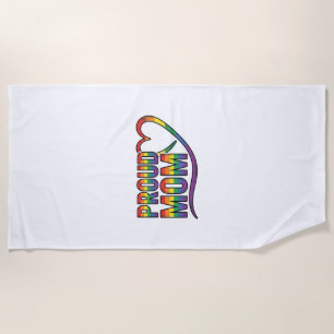 Serviette De Plage Fière Maman Cœur Arc-en-ciel Gravure Vintage Desig