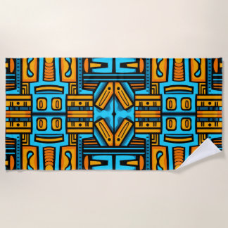 Serviette De Plage Figuratif Abstrait Gras Bleu Orange
